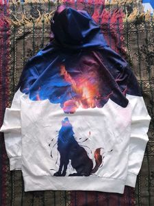 Galaxy Wolf Print Hoodie