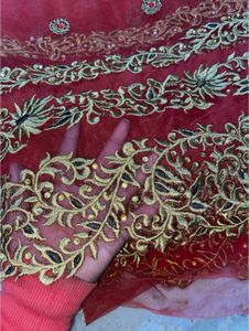Party Wear Red Shade Net Saree