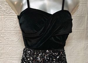 Black Velvet Spaghetti Crop Top