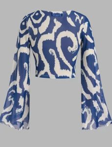 Stylish Blue &amp; White Print Top