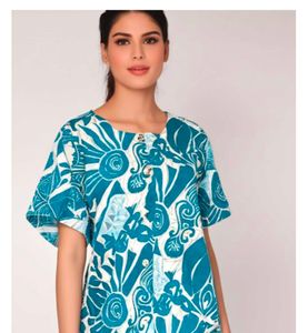 Blue Floral Beach Print Formal Top
