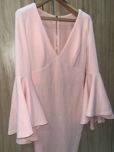Pinkish Peach Flared Sleeve Dress