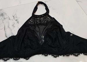Black Lace Halter Neck Bralette 34C