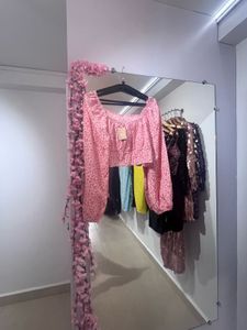 Pink Printed Crop Top