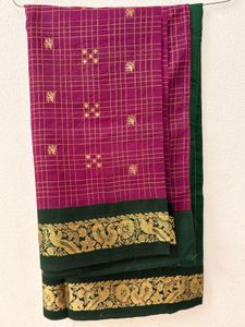 Traditional Green and Purple Kanjivaram Silk Saree