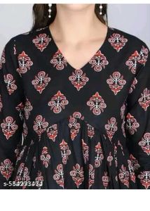 Trendy Printed Black Top