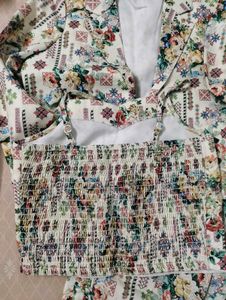 Floral Print Cropped Blazer Set