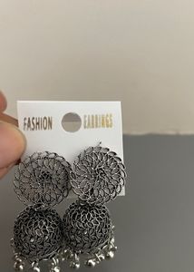 Oxidised Jhumka Earrings