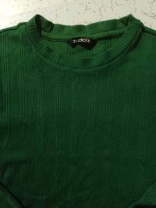 Green Ribbed Long Sleeve Top