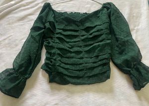 Green Ruched Blouse