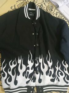 Flame Graphic Varsity Jacket