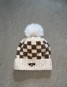 Vintage Checkered Pom Beanie