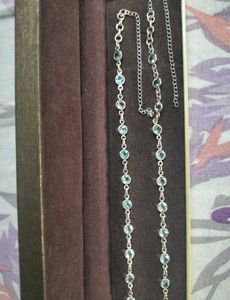 92.5 Silver Blue Topaz Anklets (3 In 1)
