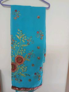 Casual Saree With Chumky Work Unused