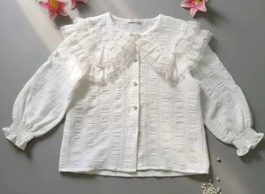 White Ruffle Collar Blouse