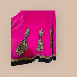 Pink &amp; Black Embellished Anarkali
