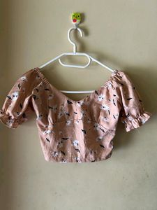 Light Pink Blouse Crop Top