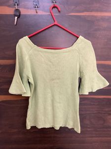 Green Flared Sleeve Top
