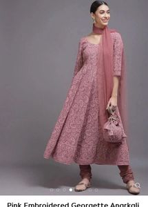 Mauve Embroidered Anarkali Kurta Set