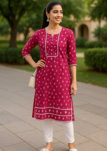 Elegant Pink Printed Kurta