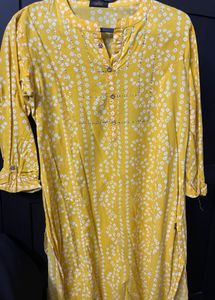 Yellow Printed Kurta