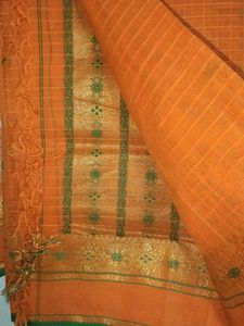Orange Cotton Saree