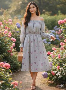 Floral Off-Shoulder Midi Dress