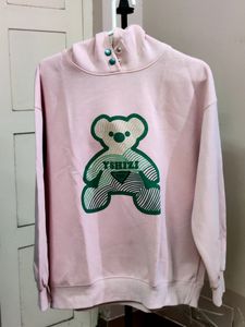 💥BUY1GET1💥 pink YSHIZI teddy bear graphic print oversized hoodie.
