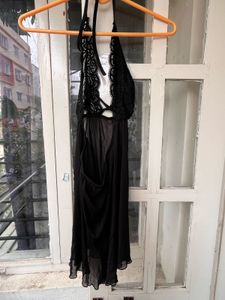 Lace Detail Black Lingerie Dress