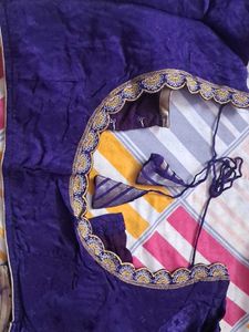 Purple Saree and stitched Blouse