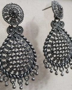 Oxidized Silver Drop Earrings