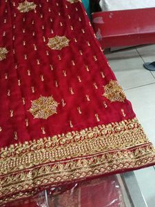 Elegant Red &amp; Gold Embroidered Saree