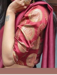 Elegant Maroon Satin Saree With Readymade Blouse