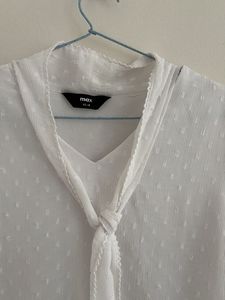 White Sheer Bow Blouse