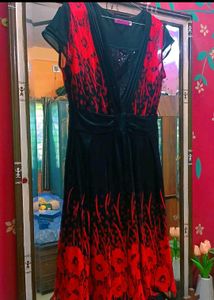 Elegant Red &amp; Black Dress