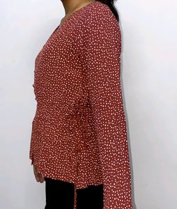 Polkadot Red And White Top