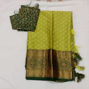Elegant Green Saree with Blouse