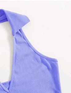 Redamancii Women Sleveeless Polo Collar Ribbed Sol