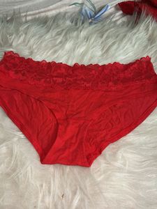 Red Lace Trim Panties