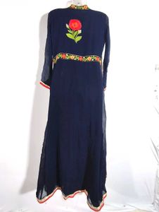 Navy Blue Embroidered Kurta Set (Women&#39;s)