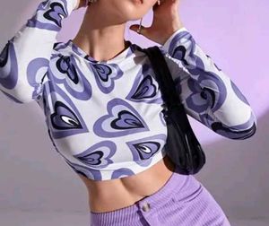 Heart Print Long Sleeve Top