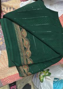 Dark Green Saree Without Blouse