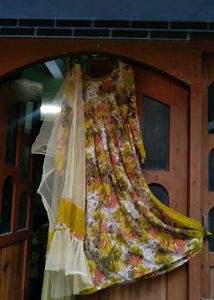 Floral gown with Dupatta