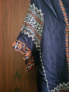 Boho Embroidered Tassel Top