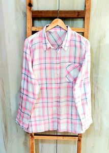 Pink Plaid Cotton Shirt Size-44-46