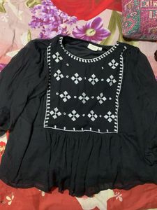 Black Embroidered Top