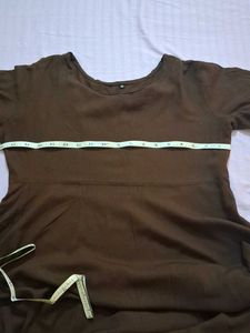 Brown Dress with Floral Vest