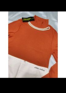 Rust Mock Neck Body Suit Top