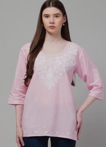 Pink Embroidered Short Kurti💕