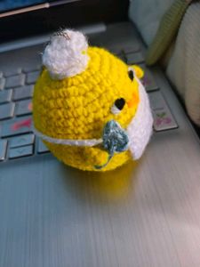 crochet chicken chef keychain